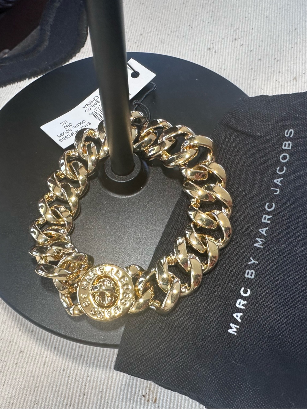 NWT Marc by Marc Jacobs Gold Turnlock Chain Bracelet w/ Dust Bag & Tags